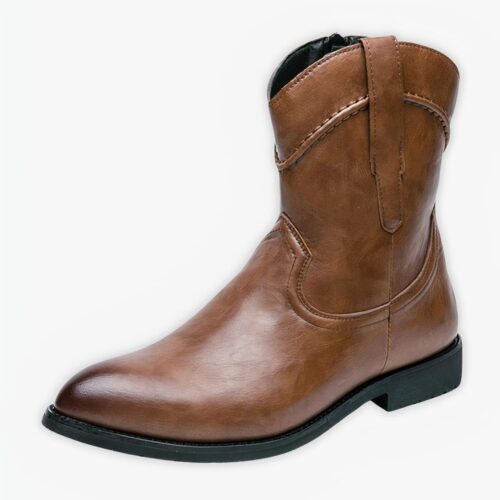 Chaussure homme santiag montante de style rétro sur fond gris