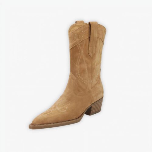 Santiag camel cowboy élégant et design, sur fond gris