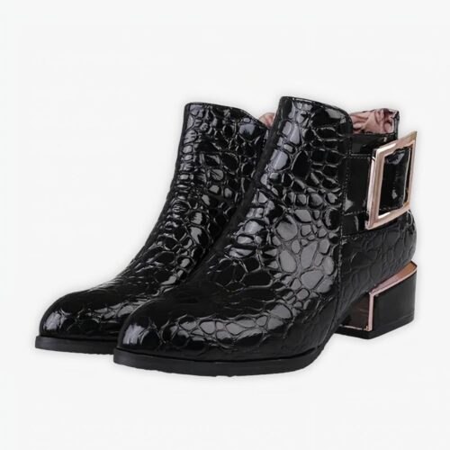 Santiag croco brillante et luxueuse sur fond gris