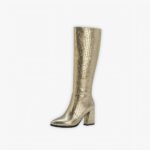 Santiag croco dorée et luxueuse sur fond gris