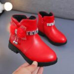 Santiag enfant rouge avec nœud papillon