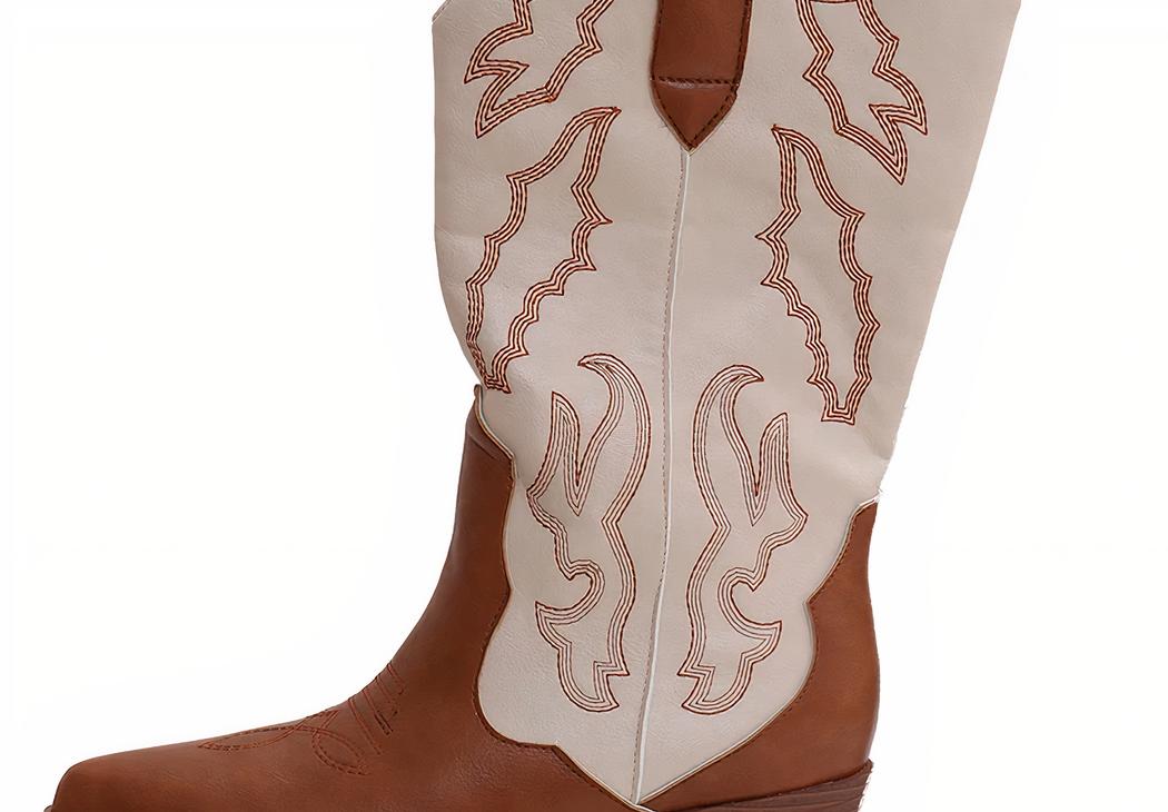 Santiag femme country brodée de style rétro sur fond blanc