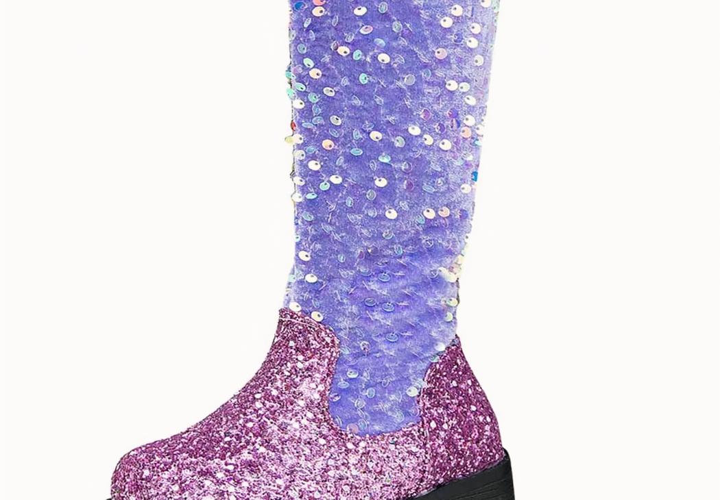 Santiag fillette brillante à paillettes sur fond blanc