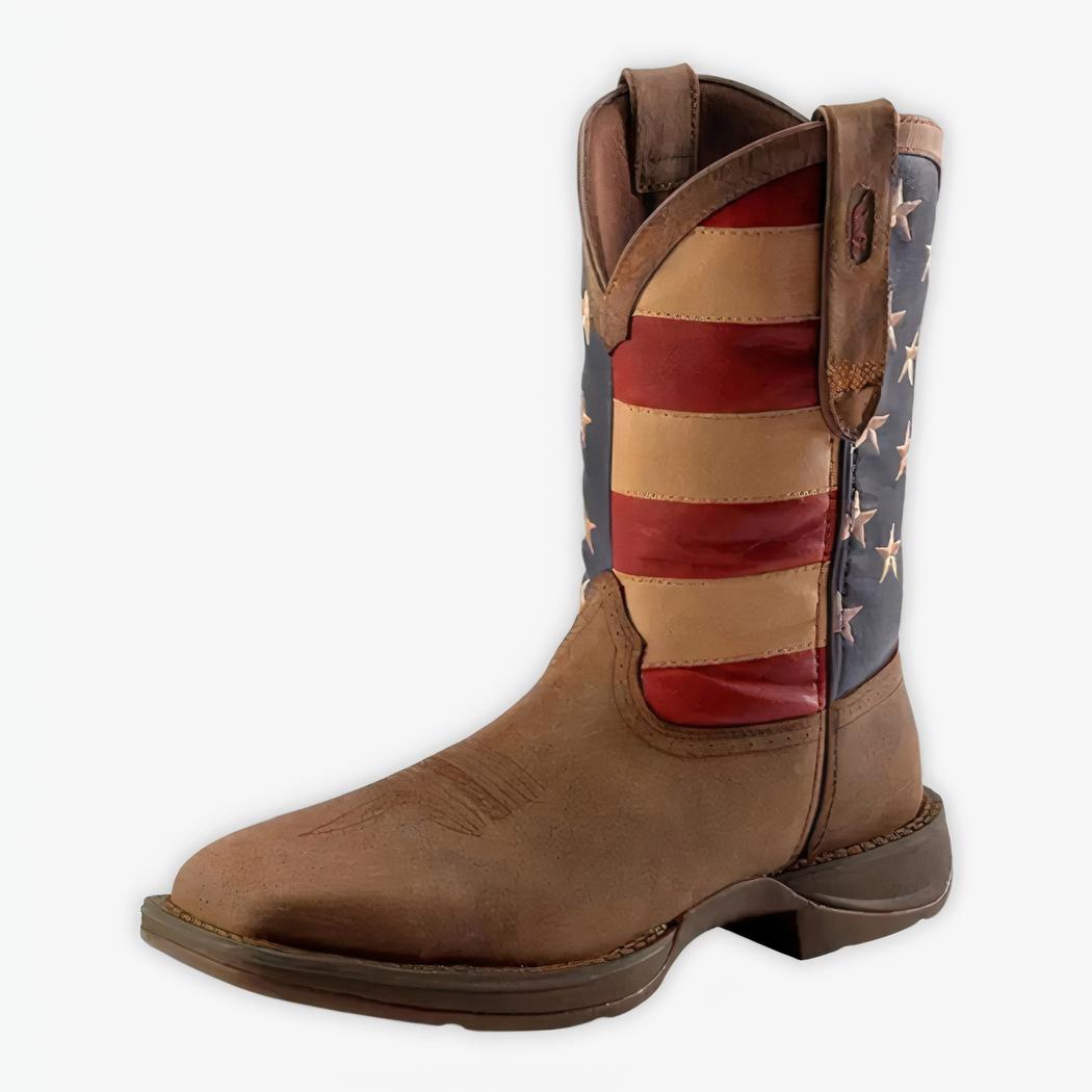 Santiag homme américaine vintage et audacieuse sur fond gris