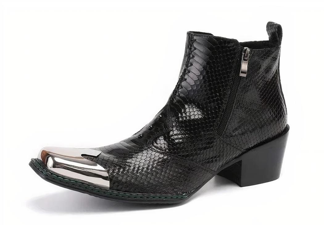 Santiag homme basse effet peau de serpent sur fond blanc