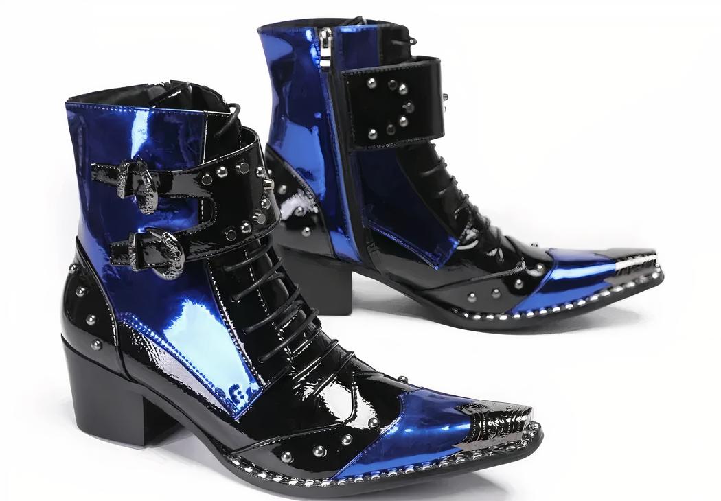 Santiag homme basse moderne et cloutée sur fond blanc