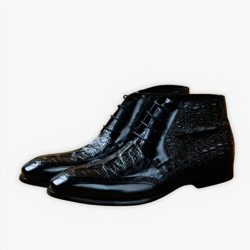 Santiag homme crocodile chic et élégante en cuir sur fond gris