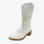 Santiag mi haute femme tendance motif floral sur fond gris