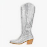 Santiag paillettes haute et luxueuse sur fond gris