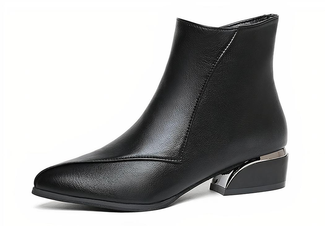 Santiag petit talon élégante avec fermeture éclair sur fond blanc