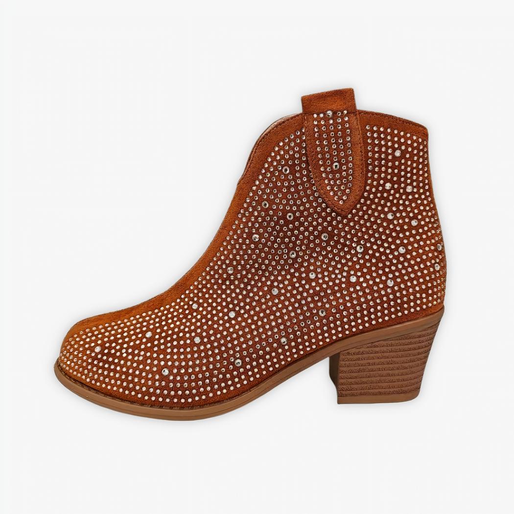 Santiag strass femme chic et brillante sur fond gris