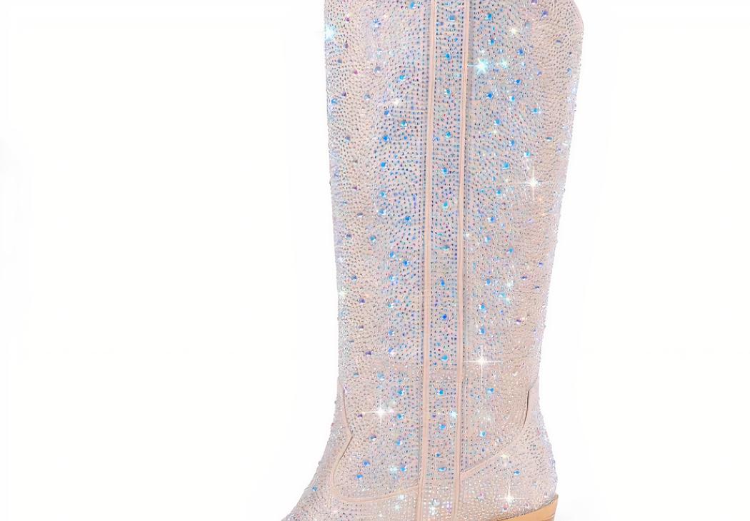 Santiag strass haute et moderne en nubuck sur fond blanc