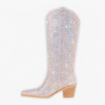 Santiag strass haute et moderne en nubuck sur fond gris