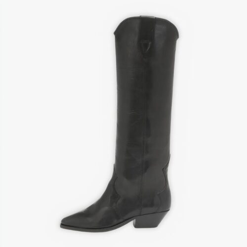 Santiag à talon haute en cuir pour femme sur fond gris