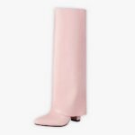 Santiag vintage rose et ample à talon sur fond gris