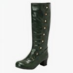 Santiag vintage verte à rivets dorés sur fond gris